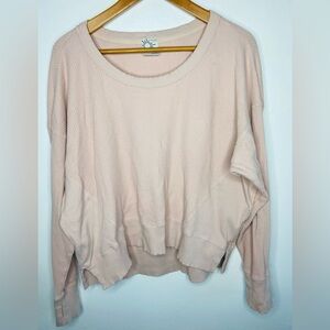 Offline by aerie Waffle Knit Sweater Top Size Small Oversized Cropped Lounge